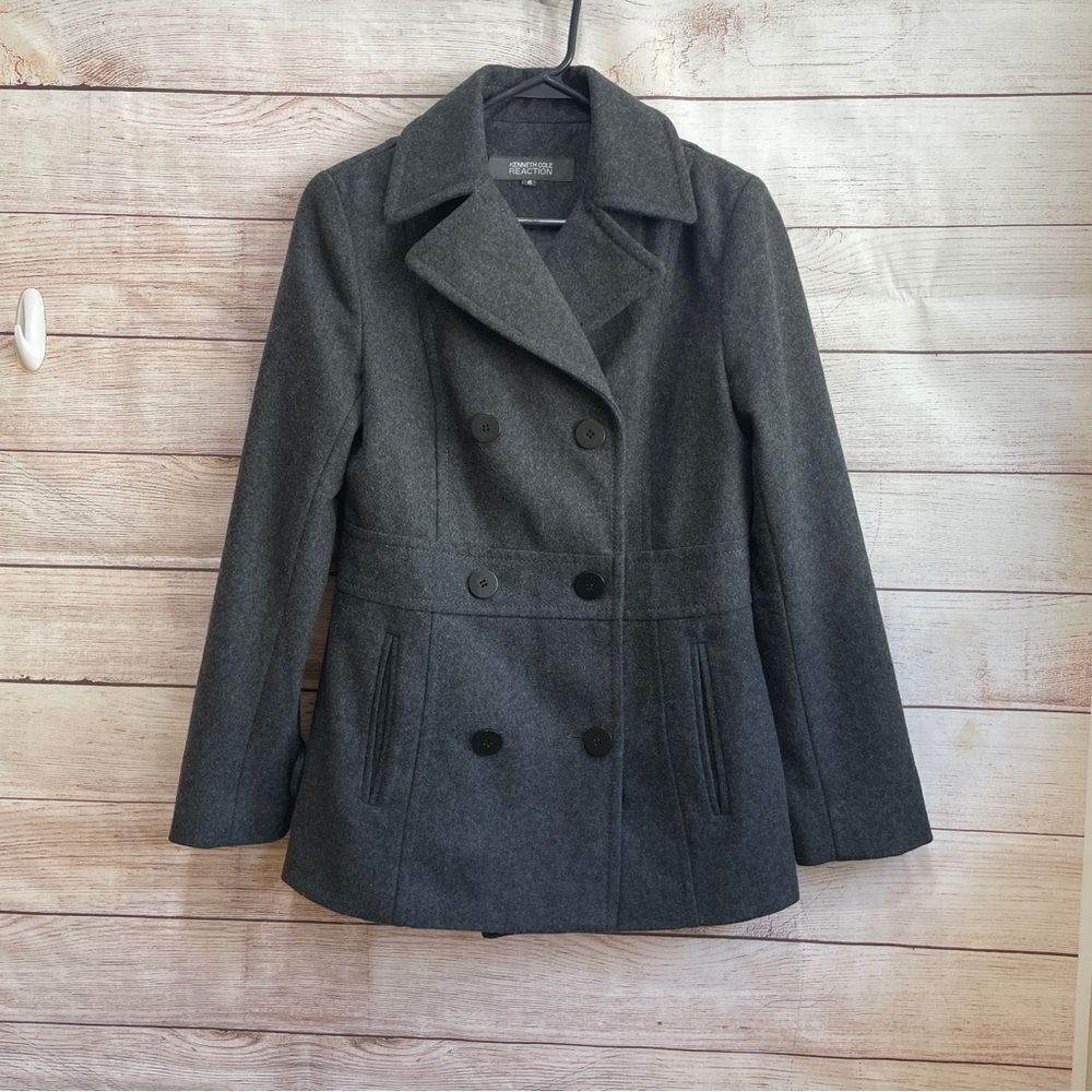 KENNETH‎ COLE REACTION WOOL PEA COAT IN GRAY